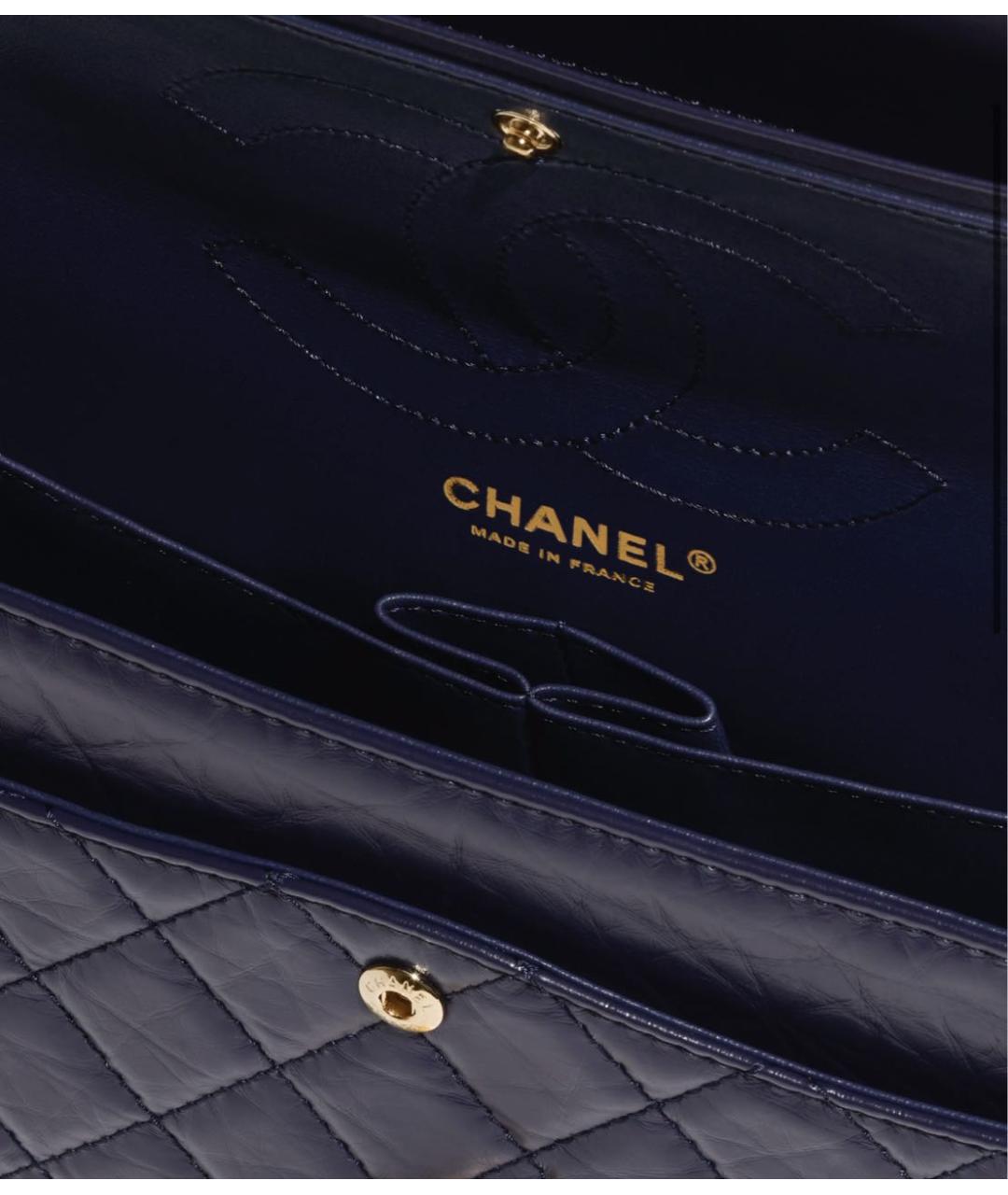 CHANEL PRE-OWNED Темно-синяя кожаная сумка через плечо, фото 4