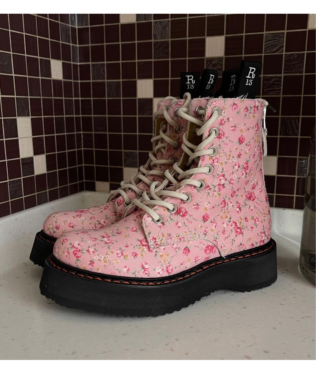 R13 Розовые текстильные ботинки, фото 6