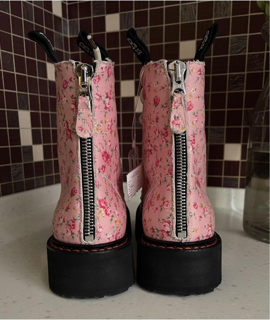 R13 Розовые текстильные ботинки, фото 4
