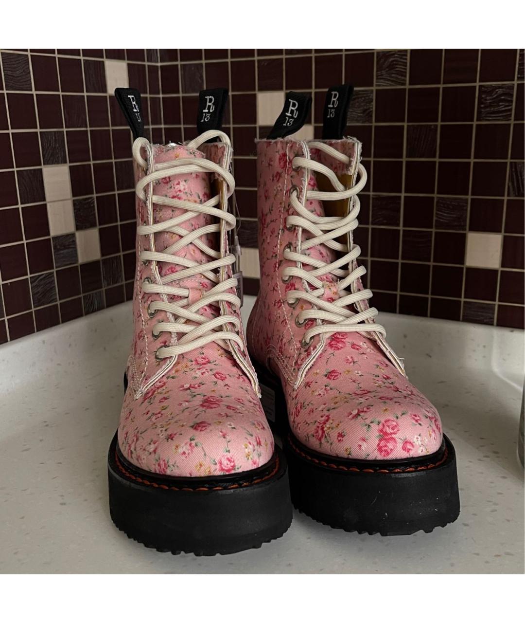 R13 Розовые текстильные ботинки, фото 2