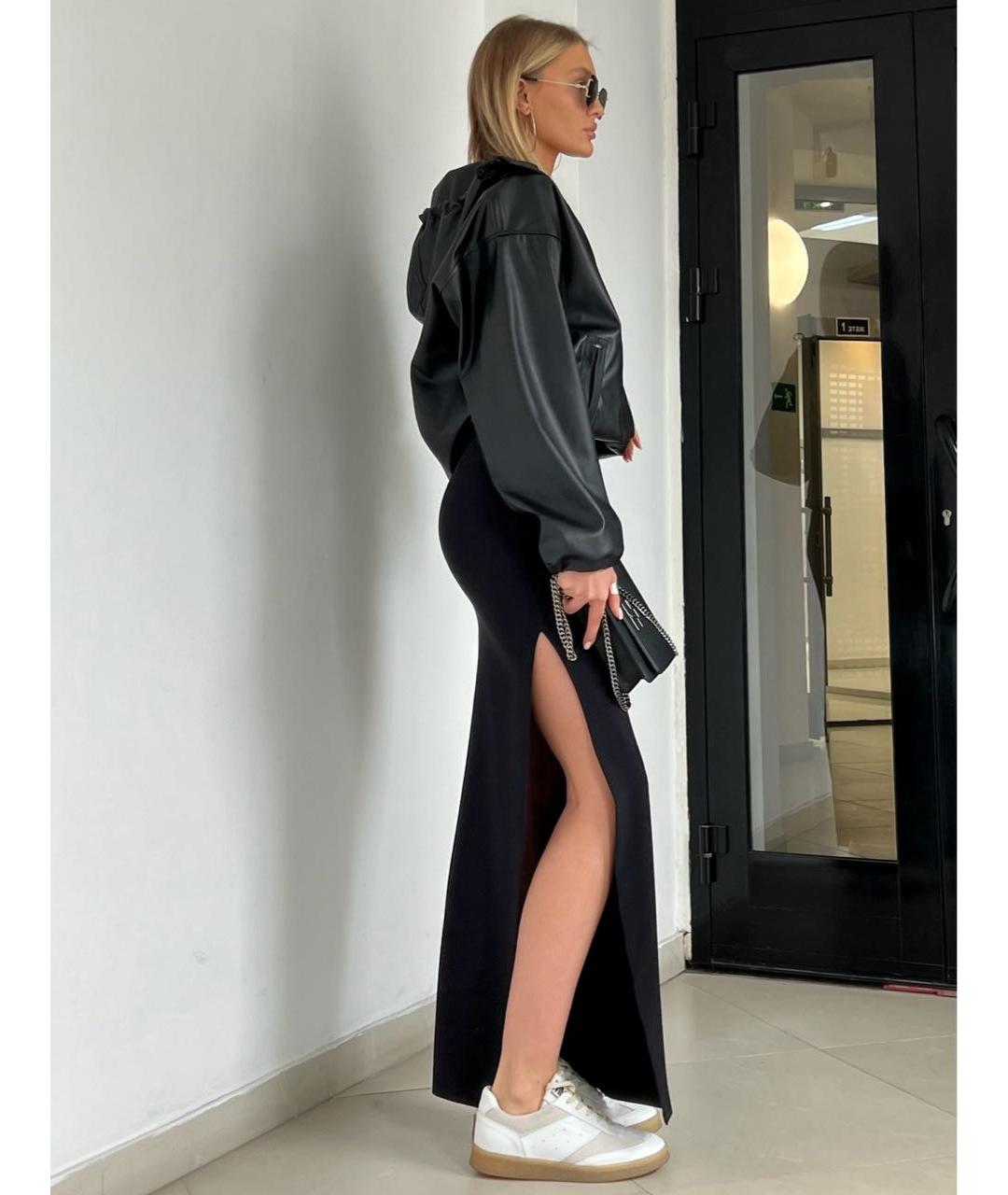 ELISABETTA FRANCHI Черная полиэстеровая юбка макси, фото 6