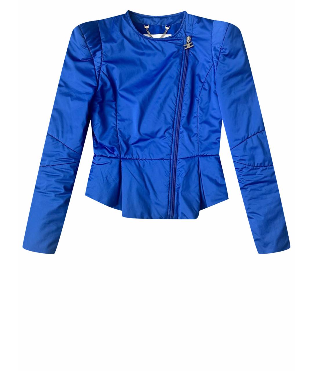 ELISABETTA FRANCHI Синяя атласная куртка, фото 1