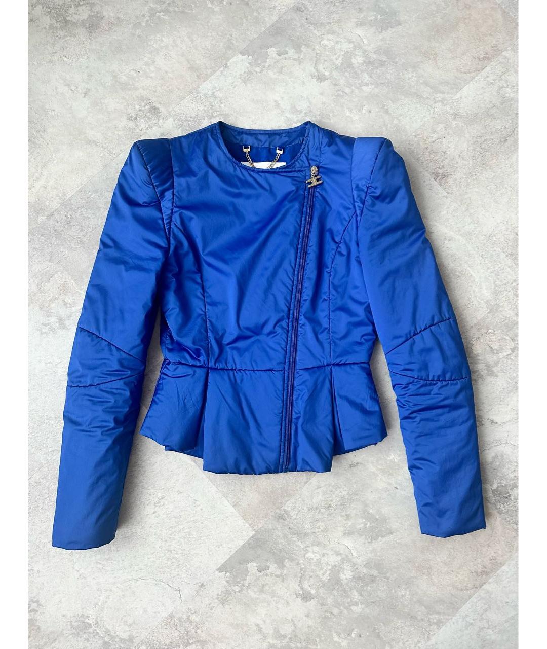 ELISABETTA FRANCHI Синяя атласная куртка, фото 9