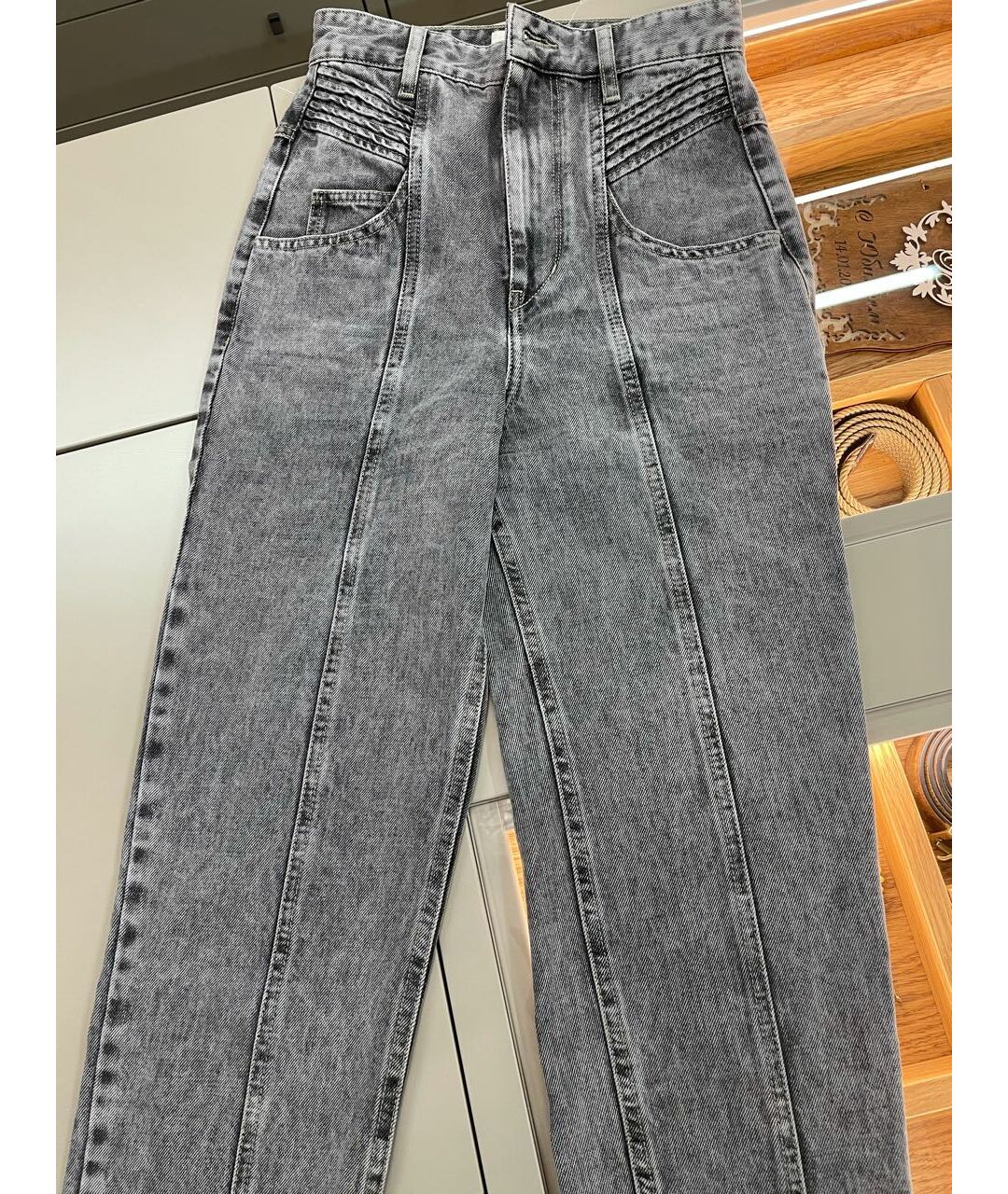 ISABEL MARANT ETOILE Серые хлопковые прямые джинсы, фото 5