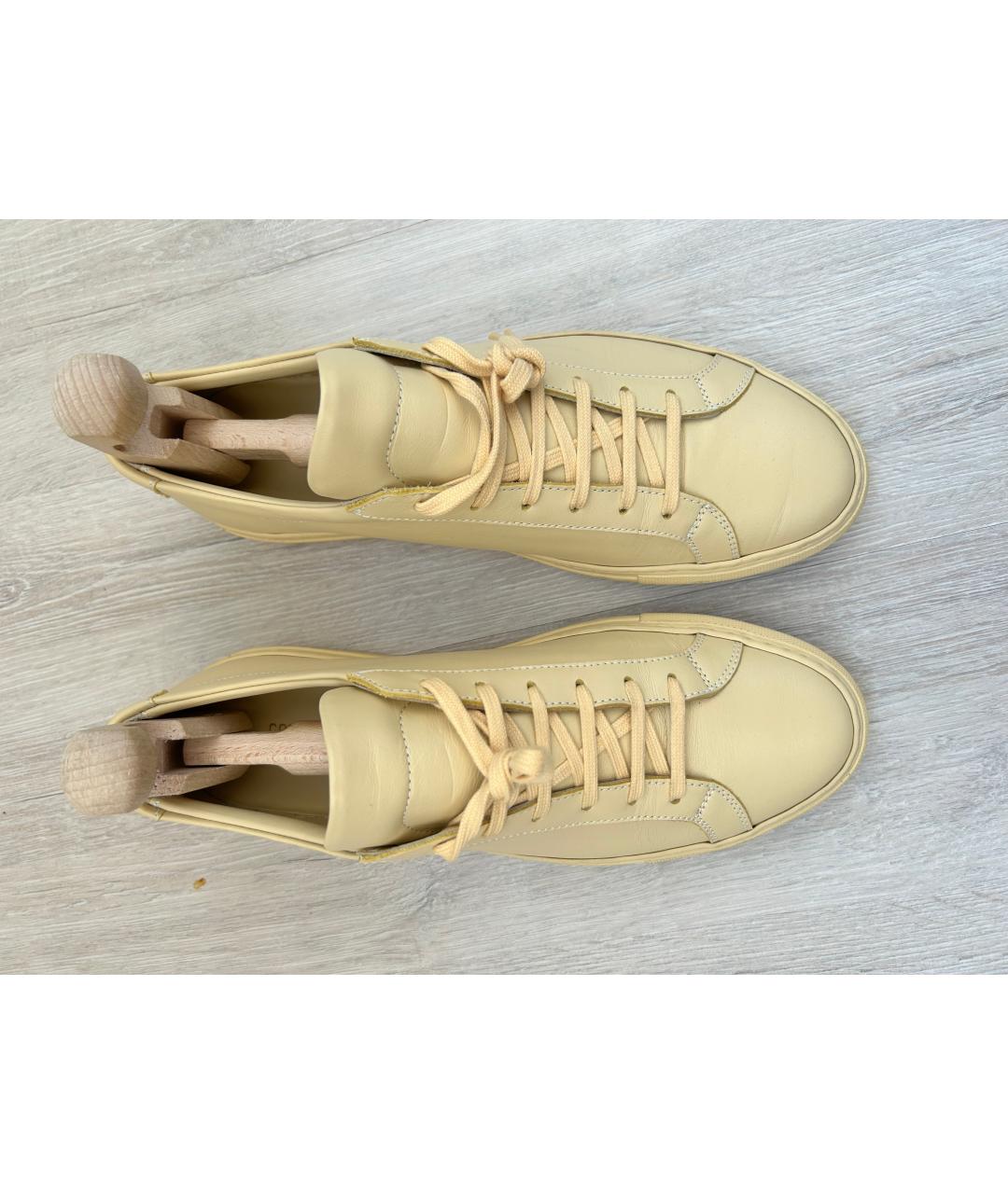 COMMON PROJECTS Желтые кожаные низкие кроссовки / кеды, фото 3