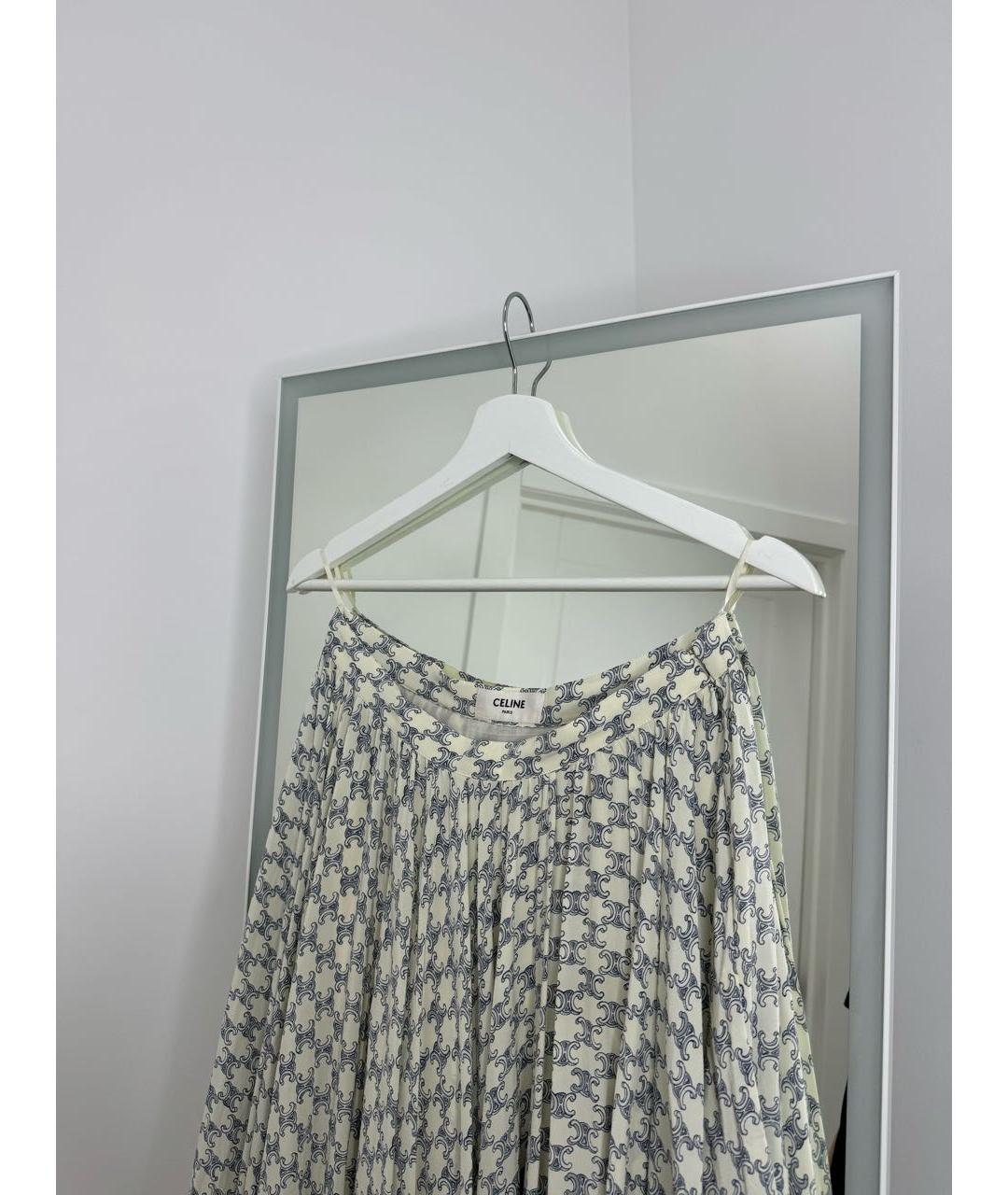 CELINE PRE-OWNED Белая шелковая юбка макси, фото 2