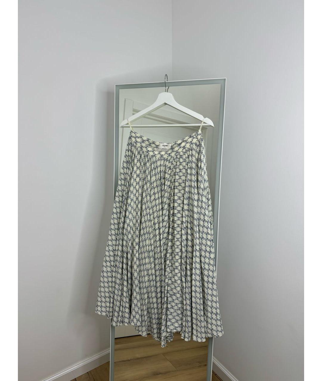 CELINE PRE-OWNED Белая шелковая юбка макси, фото 9