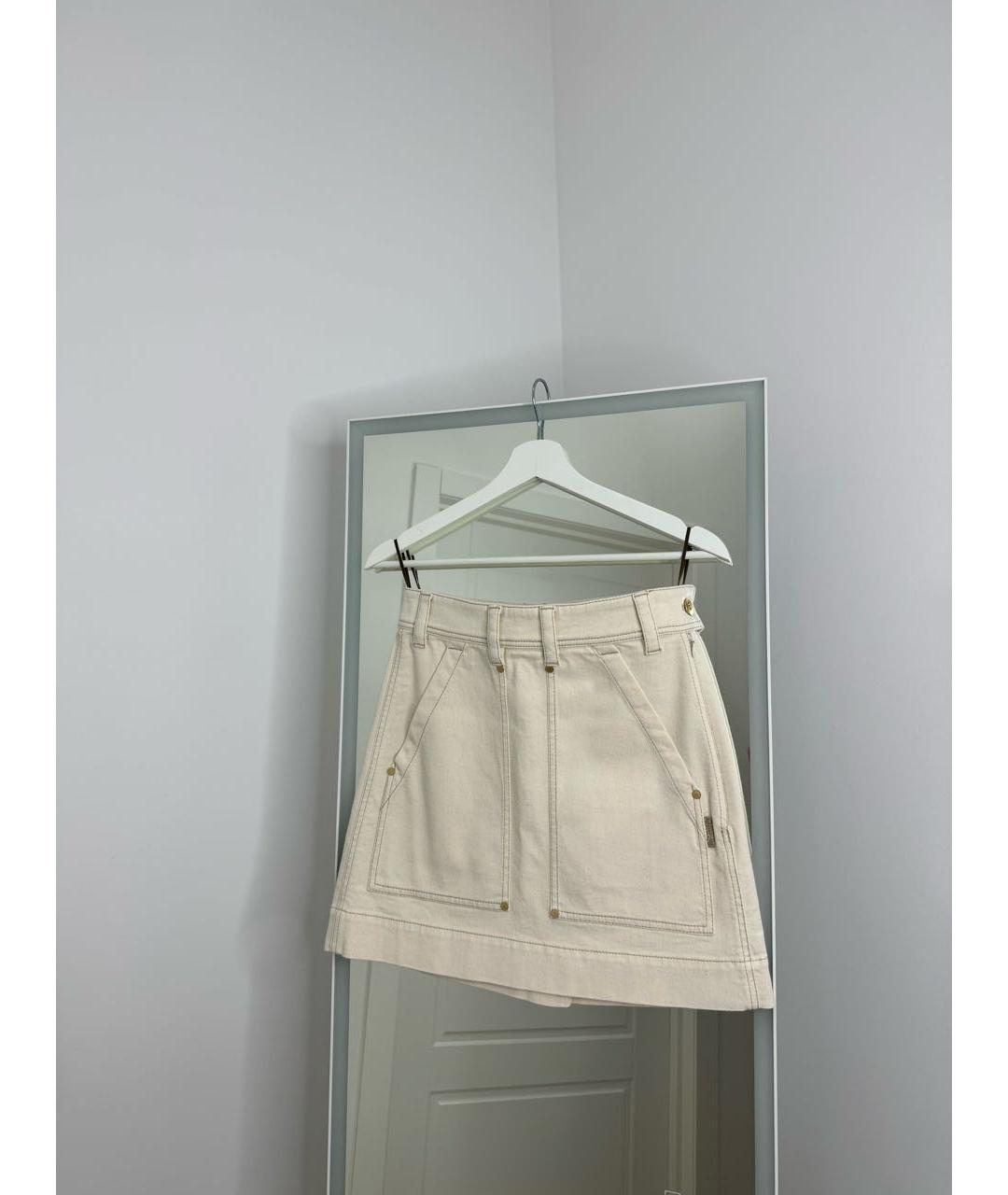 BRUNELLO CUCINELLI Бежевая хлопковая юбка мини, фото 8