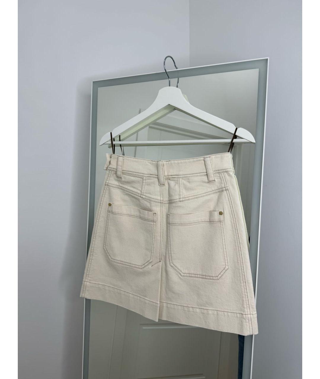 BRUNELLO CUCINELLI Бежевая хлопковая юбка мини, фото 6