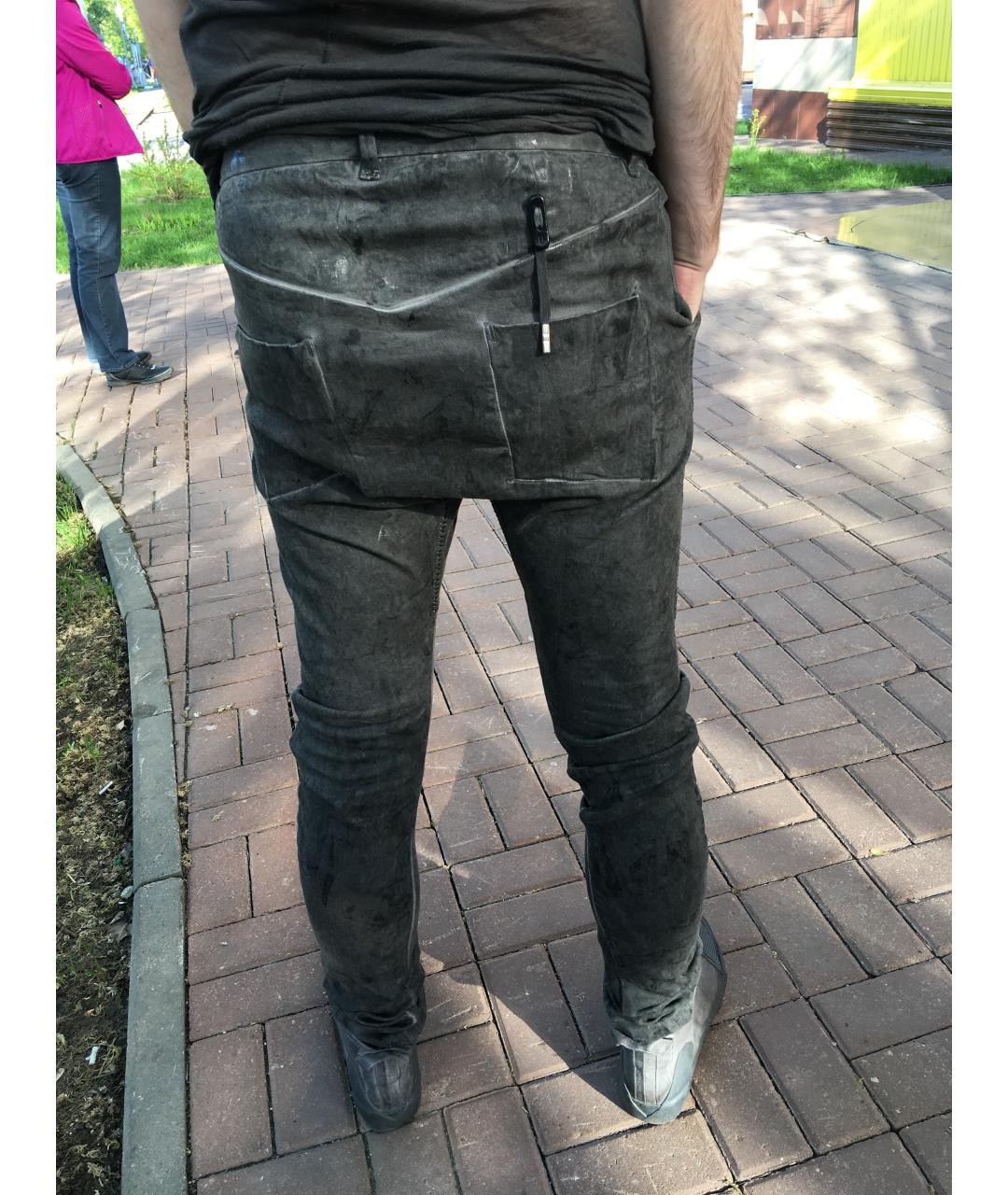 BORIS BIDJAN Серые хлопко-полиэстеровые джинсы скинни, фото 5