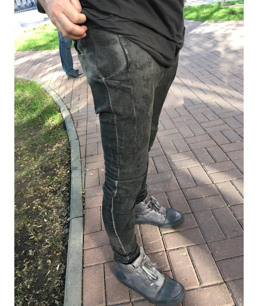 BORIS BIDJAN Серые хлопко-полиэстеровые джинсы скинни, фото 6
