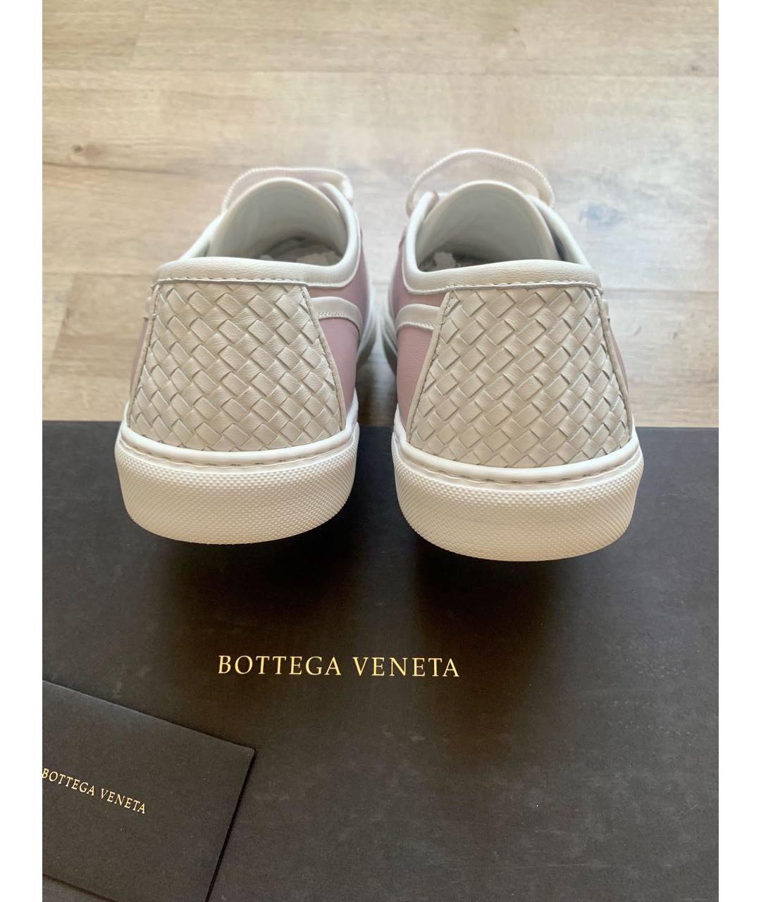 BOTTEGA VENETA Розовые кожаные кеды, фото 5