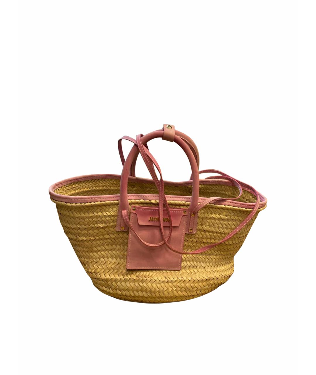 JACQUEMUS Розовая пелетеная пляжная сумка, фото 1