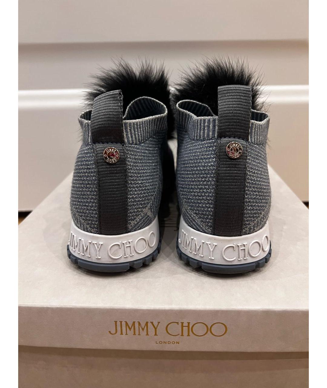 JIMMY CHOO Голубые текстильные кроссовки, фото 4