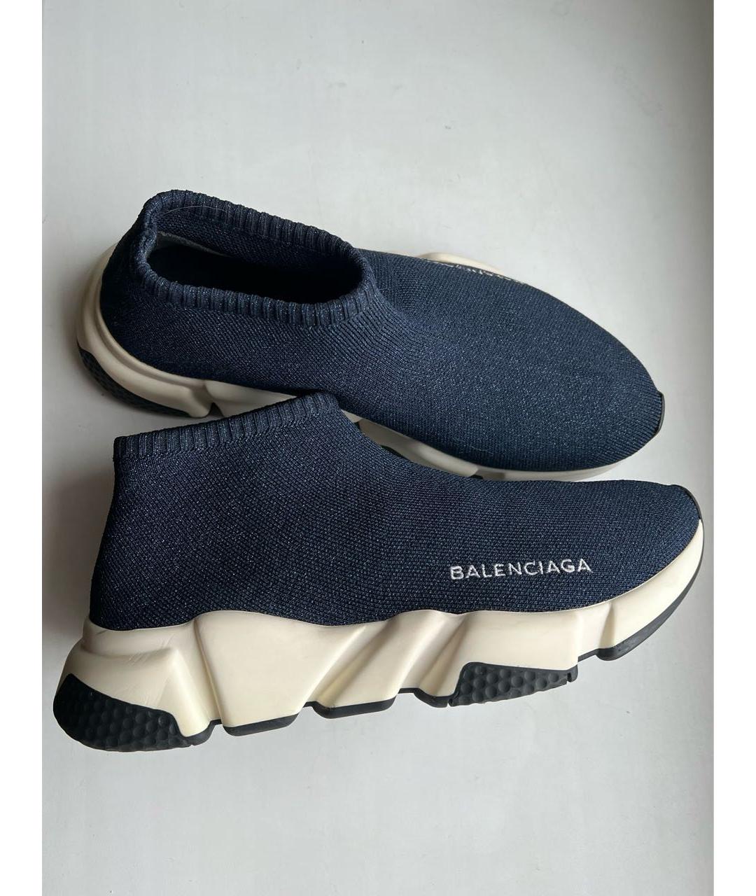 BALENCIAGA Темно-синие текстильные кроссовки, фото 7