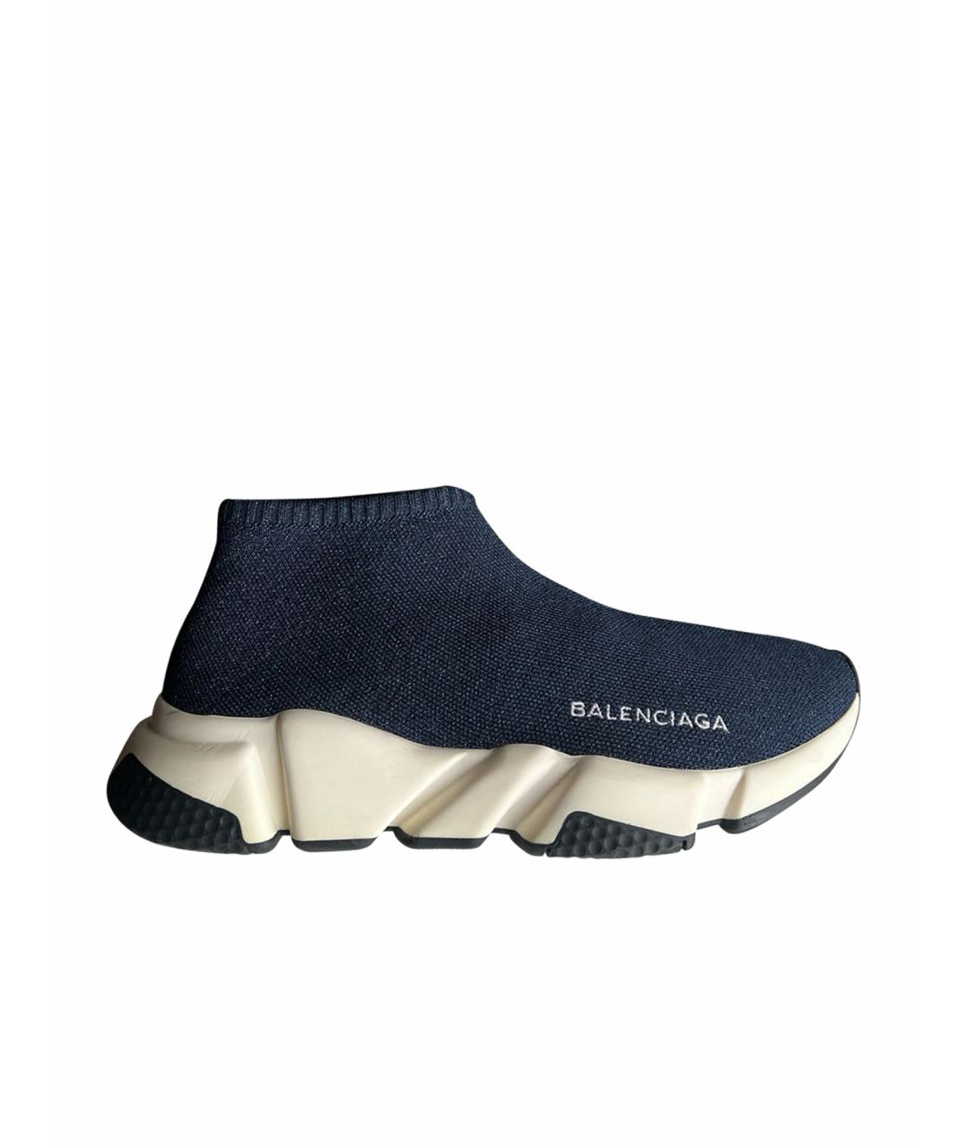 BALENCIAGA Темно-синие текстильные кроссовки, фото 1