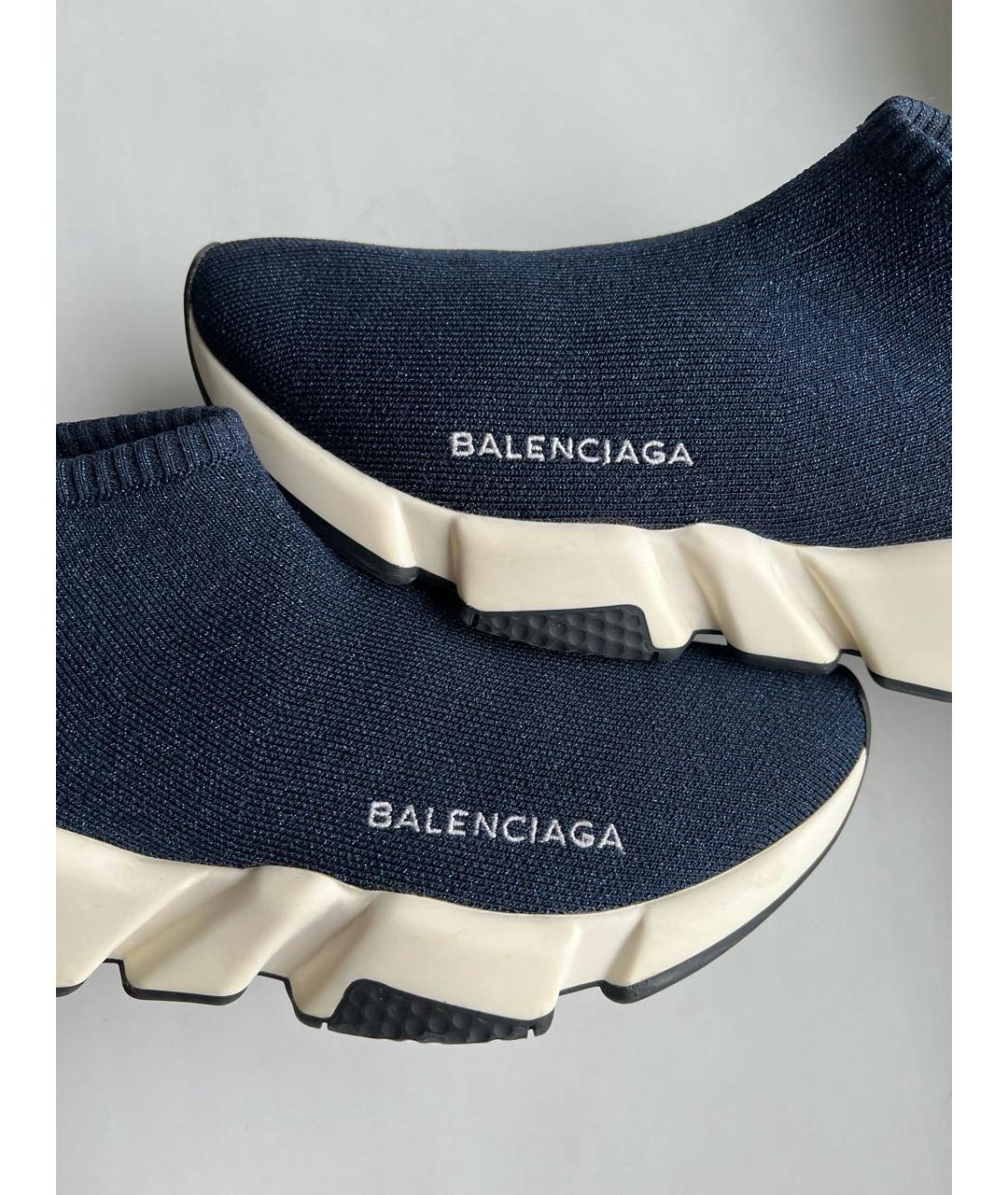 BALENCIAGA Темно-синие текстильные кроссовки, фото 6