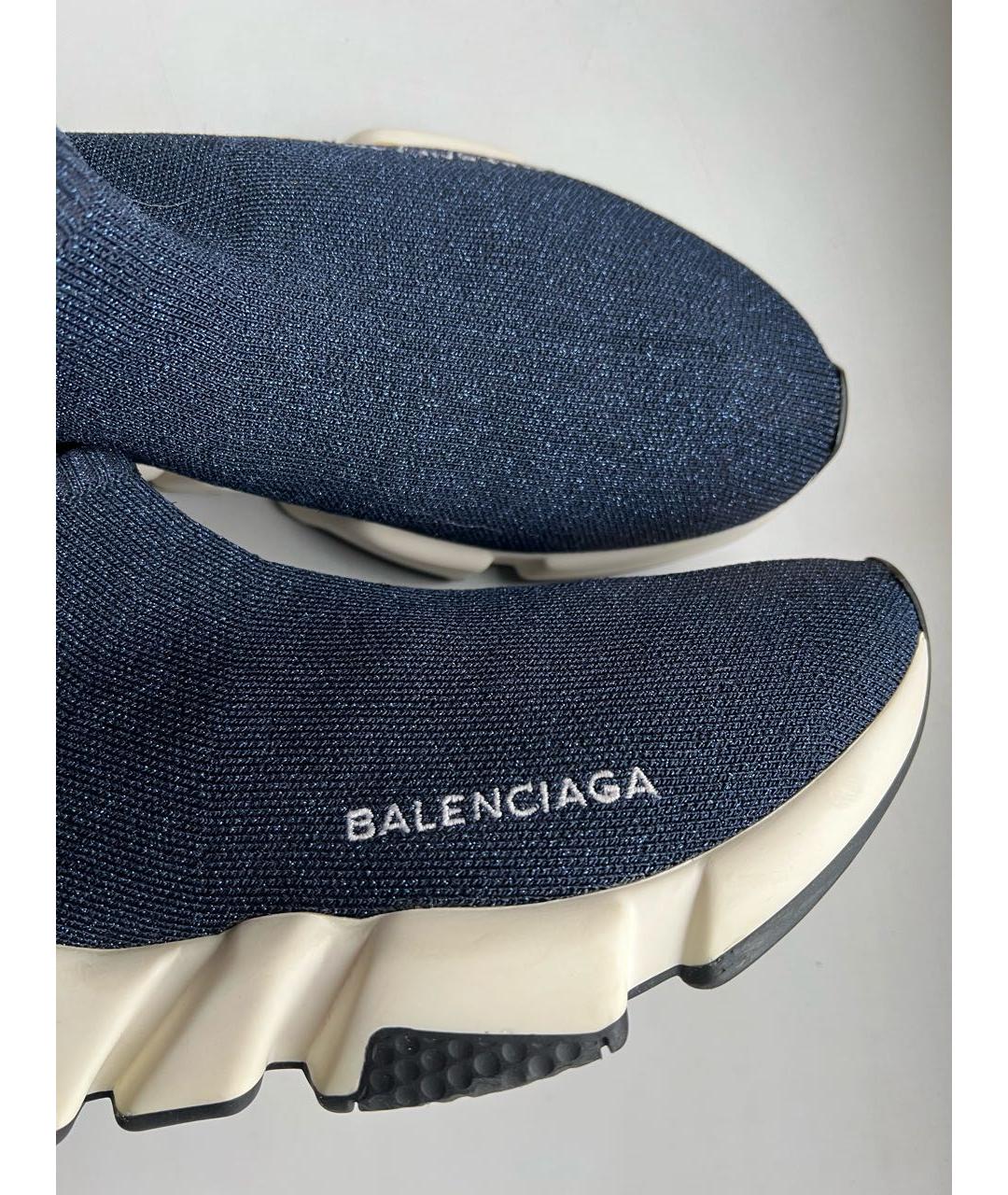 BALENCIAGA Темно-синие текстильные кроссовки, фото 5