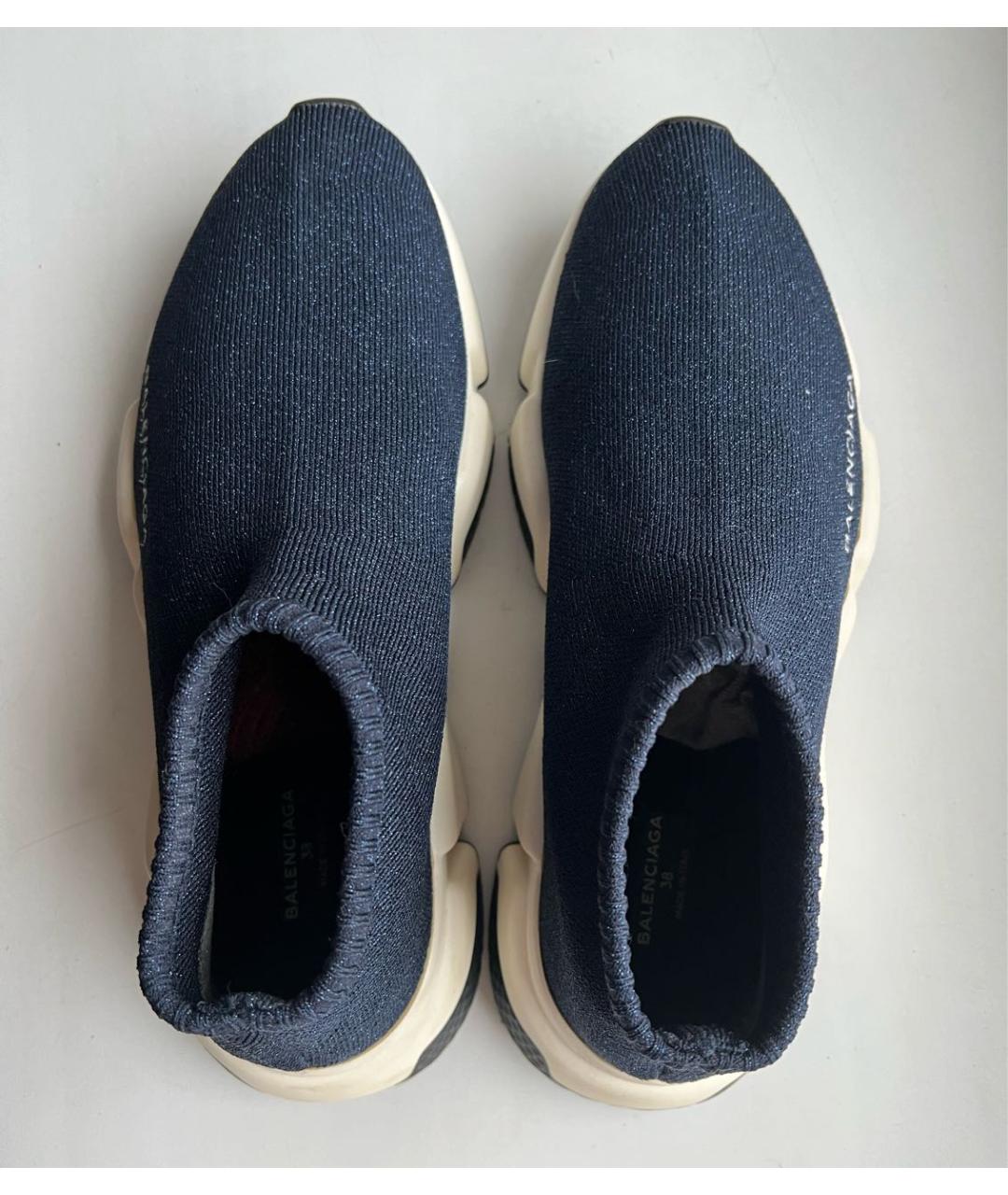 BALENCIAGA Темно-синие текстильные кроссовки, фото 3