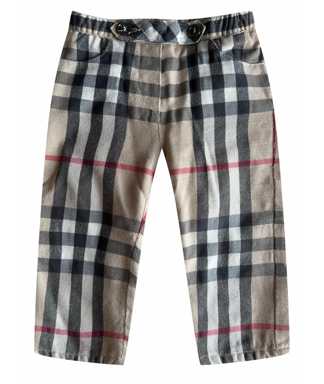 BURBERRY Бежевые шерстяные брюки и шорты, фото 1