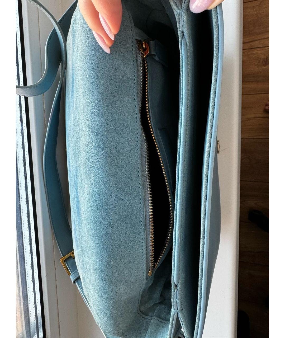 SAINT LAURENT Голубая кожаная сумка через плечо, фото 4