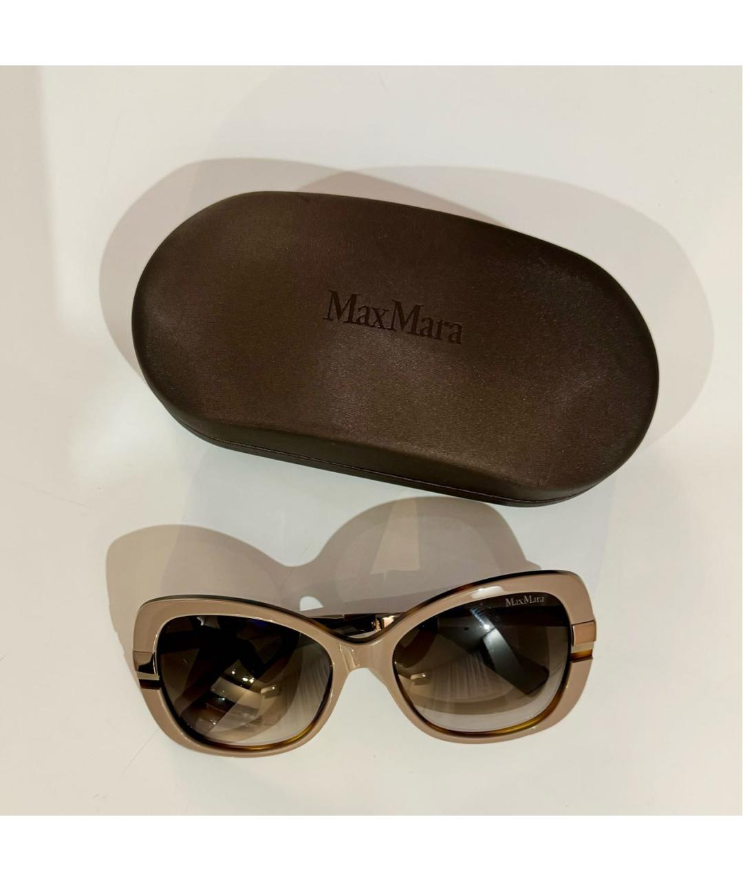 MAX MARA Бежевые пластиковые солнцезащитные очки, фото 6
