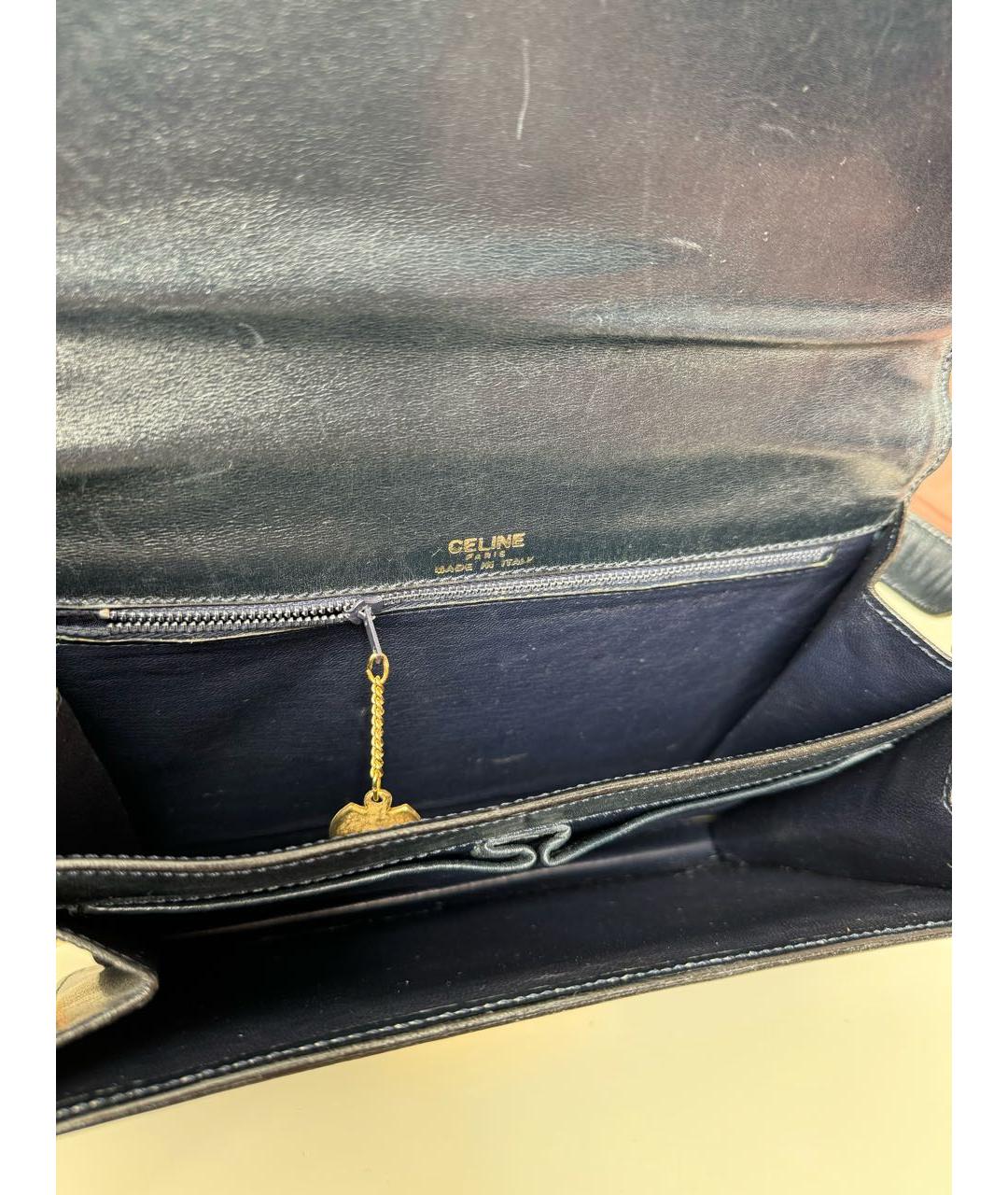 CELINE PRE-OWNED Темно-синяя кожаная сумка через плечо, фото 4
