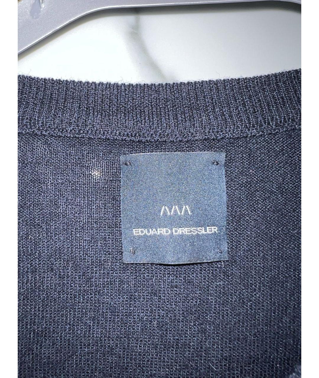 EDUARD DRESSLER Темно-синий шерстяной джемпер / свитер, фото 2
