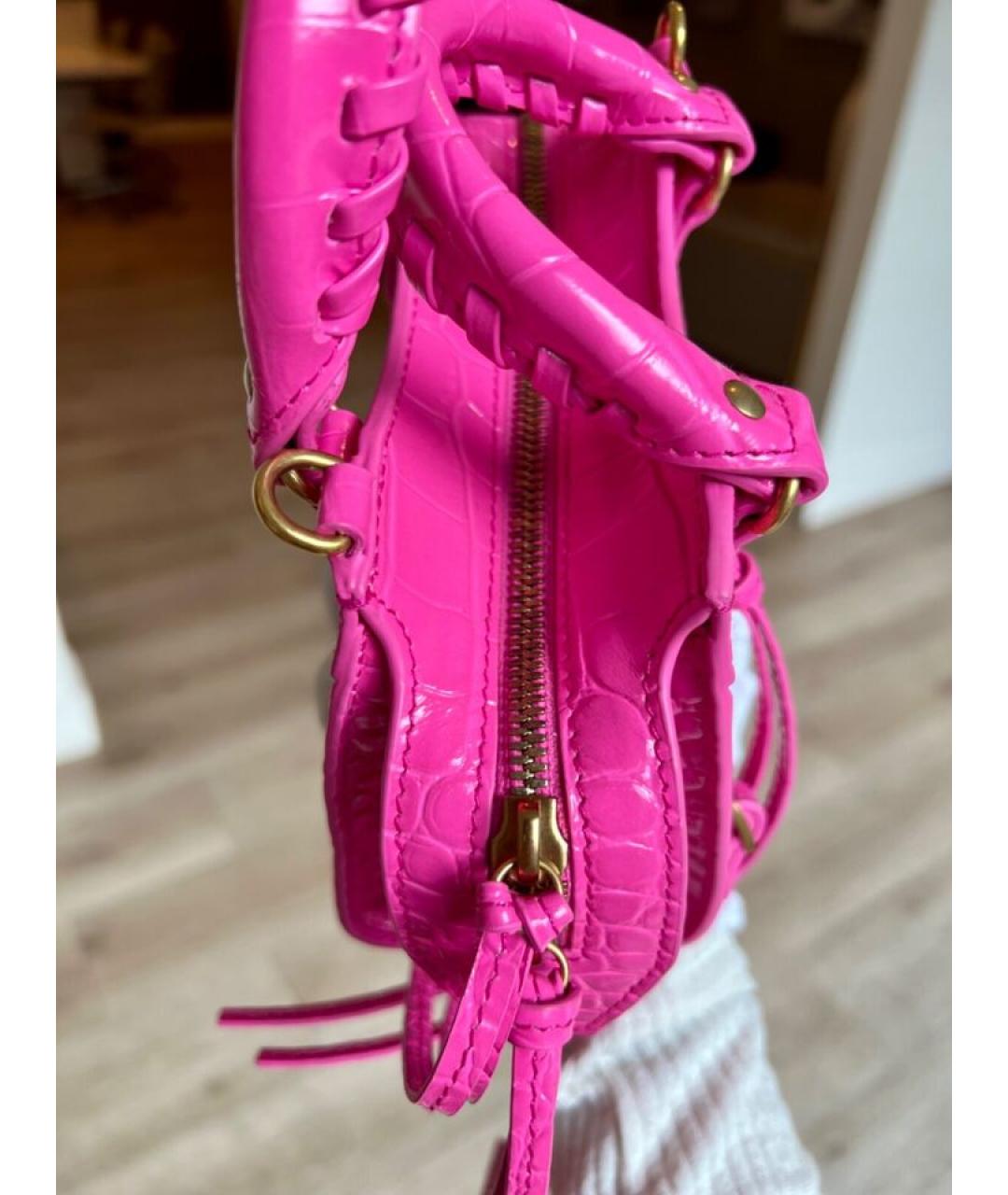 BALENCIAGA Розовая кожаная сумка с короткими ручками, фото 9