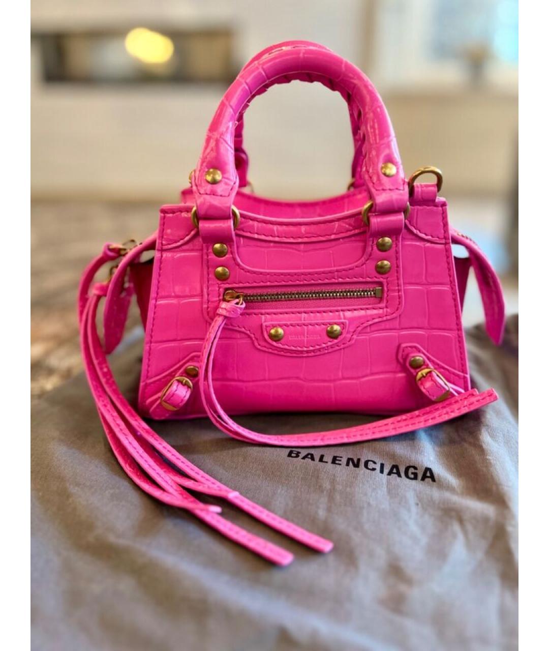 BALENCIAGA Розовая кожаная сумка с короткими ручками, фото 8