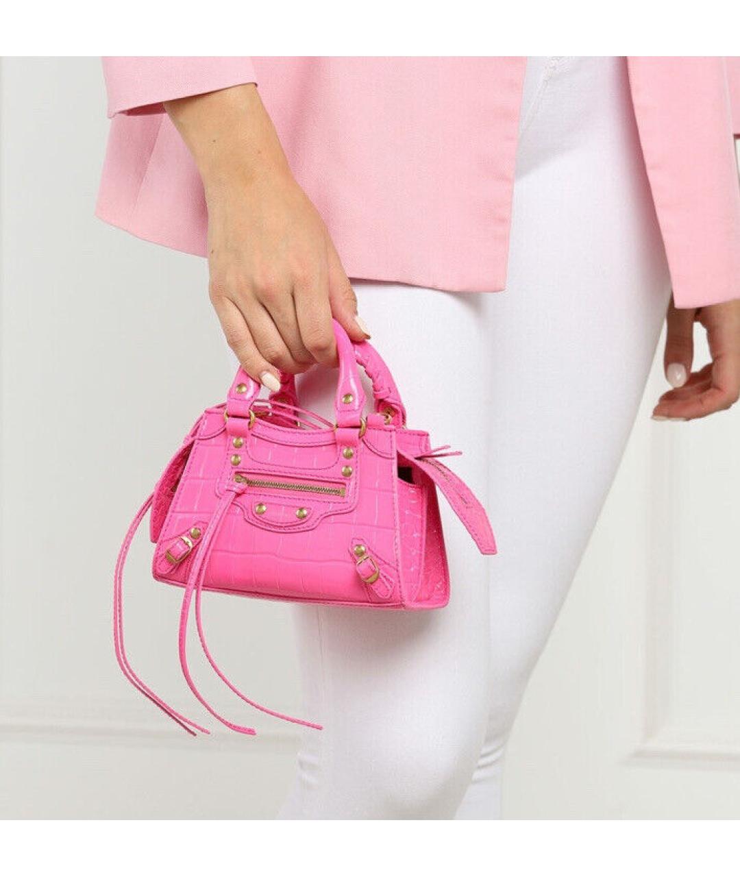 BALENCIAGA Розовая кожаная сумка с короткими ручками, фото 4