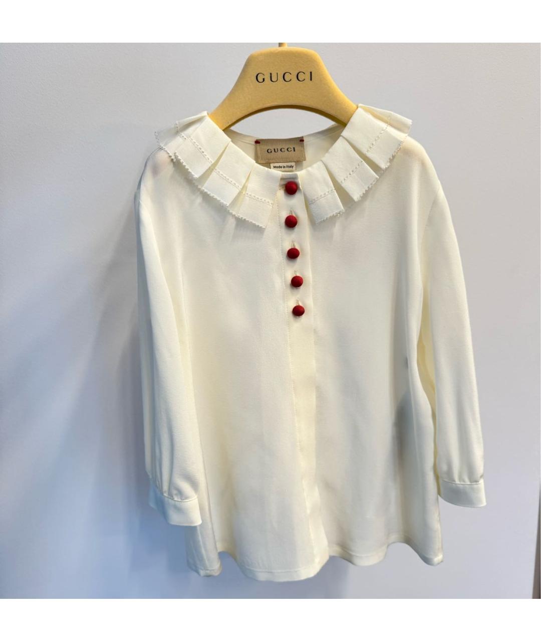 GUCCI KIDS Белая шелковая рубашка/блузка, фото 6