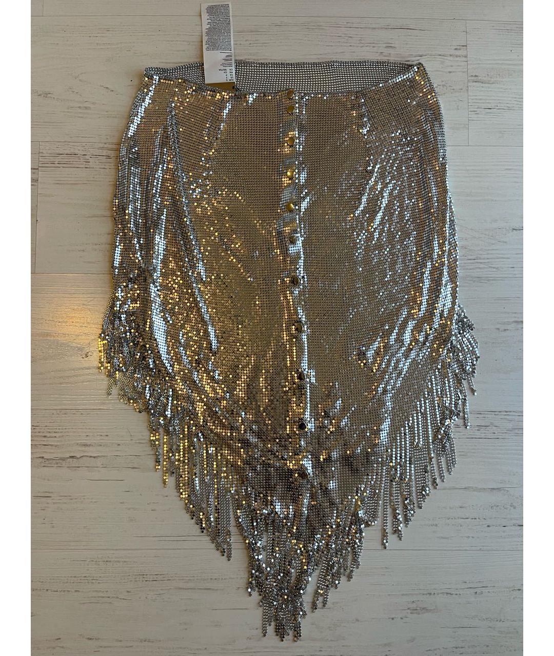 PACO RABANNE Серебряная юбка мини, фото 2