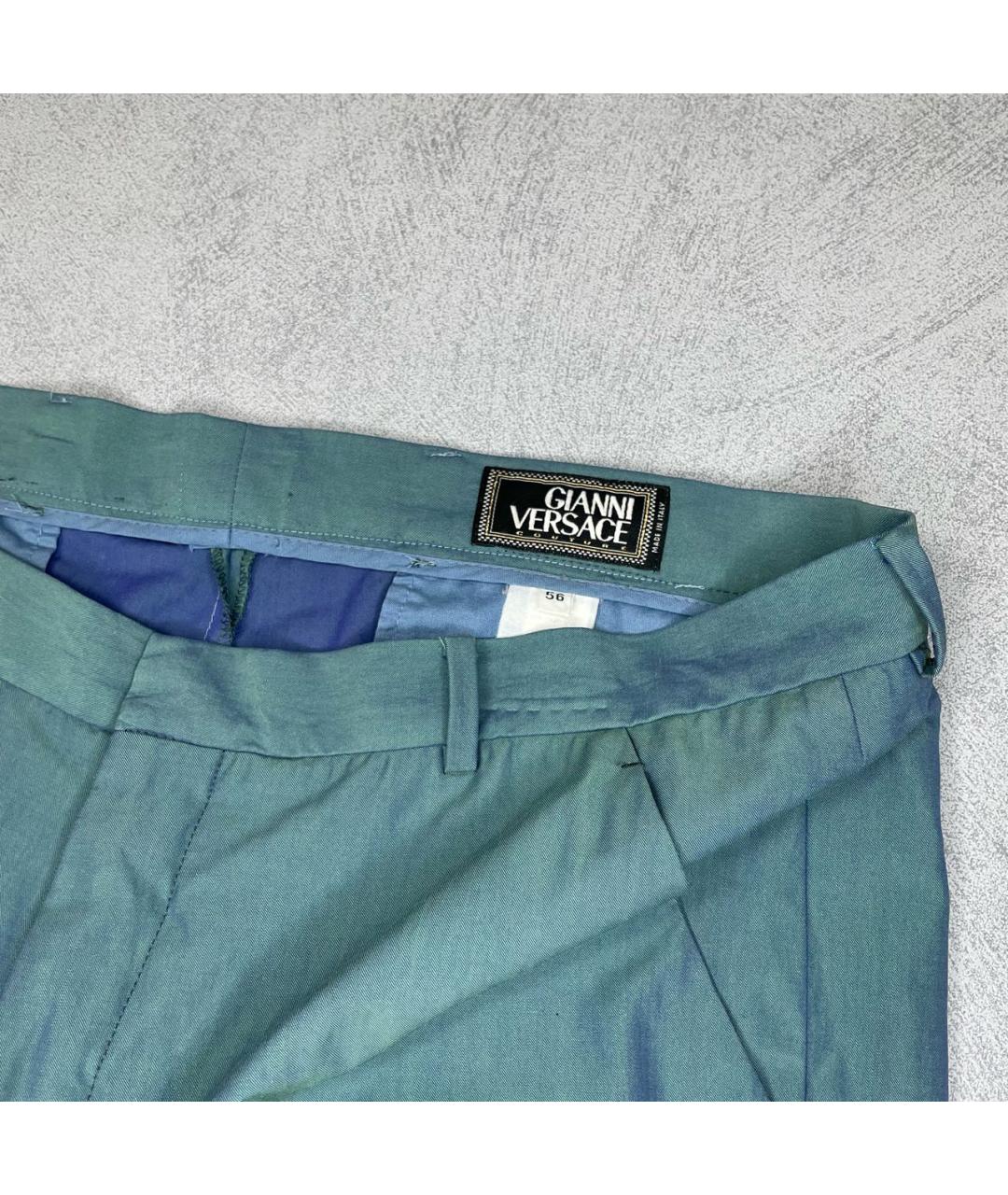 VERSACE Зеленые шерстяные классические брюки, фото 3