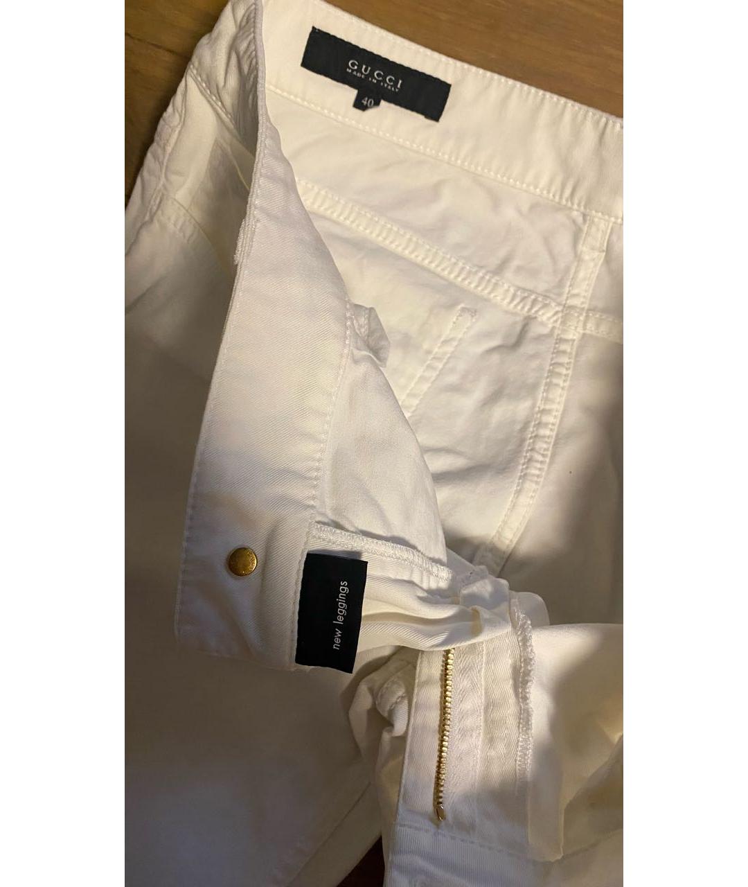 GUCCI Белые хлопко-эластановые джинсы слим, фото 3