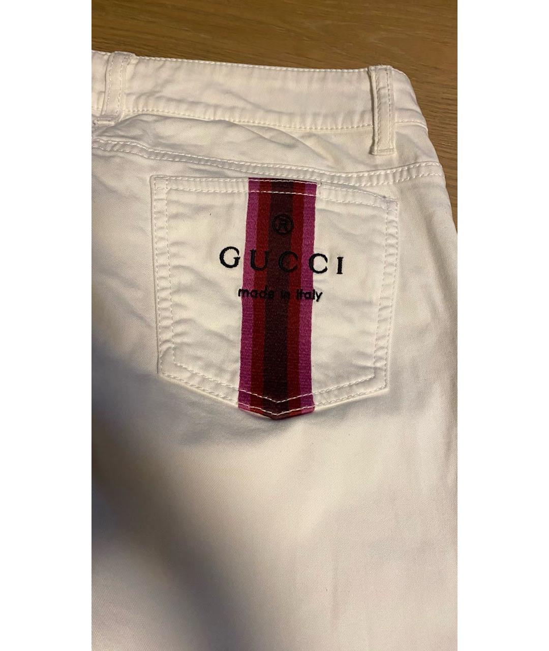 GUCCI Белые хлопко-эластановые джинсы слим, фото 7