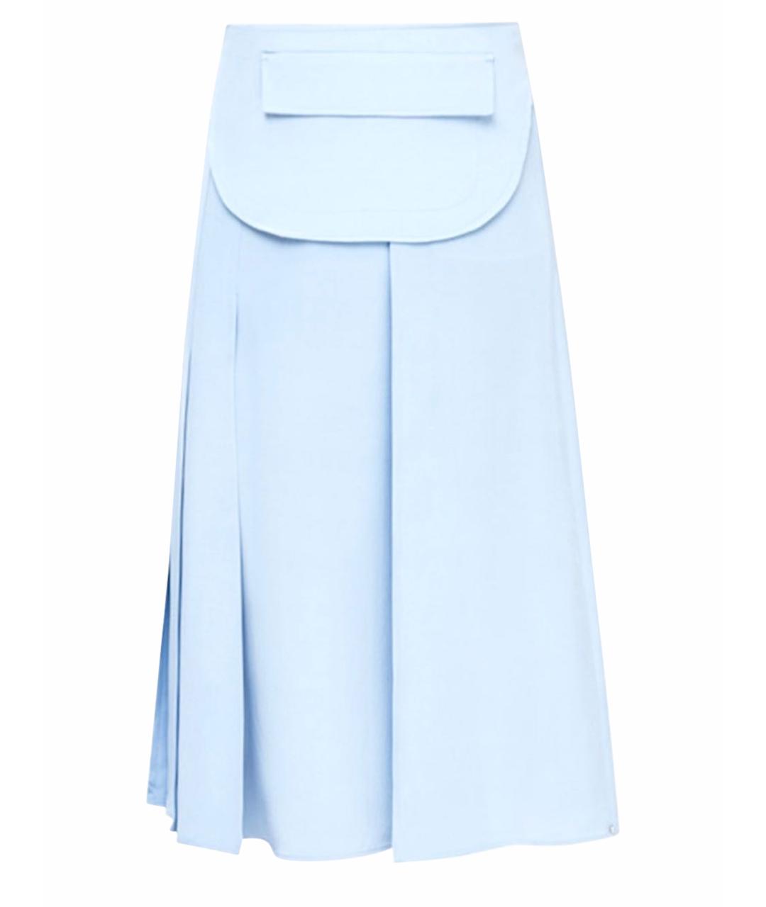SPORTMAX Голубая шелковая юбка миди, фото 1