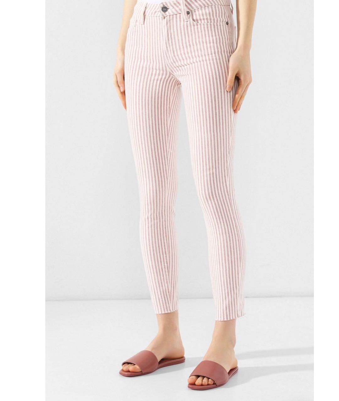 PAIGE Розовые хлопко-эластановые брюки узкие, фото 4