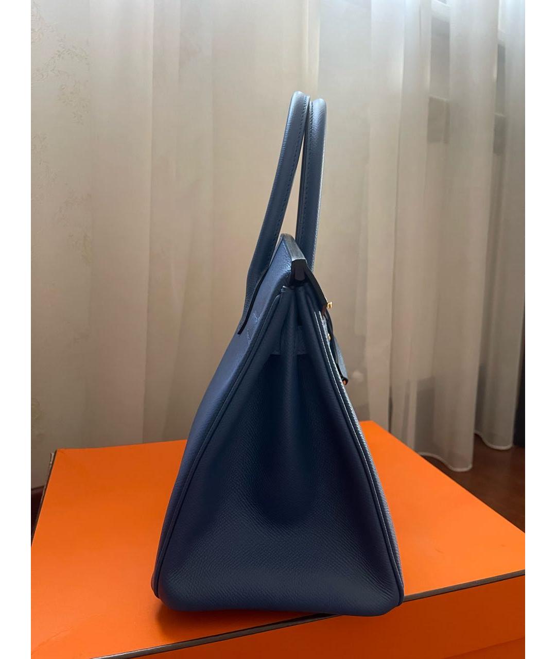 HERMES PRE-OWNED Синяя кожаная сумка с короткими ручками, фото 3