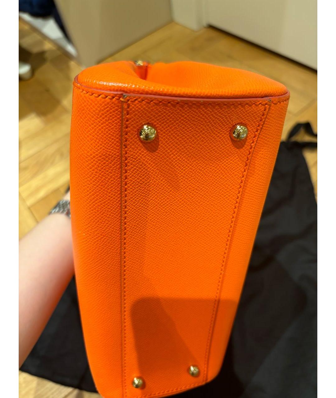 DOLCE&GABBANA Оранжевая кожаная сумка с короткими ручками, фото 3