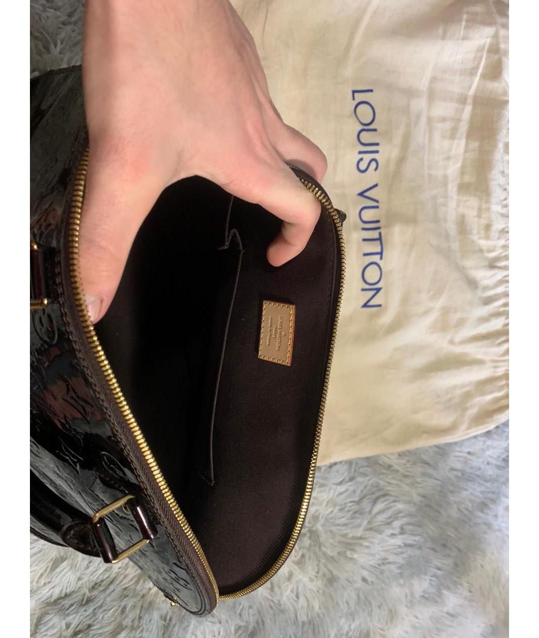 LOUIS VUITTON PRE-OWNED Бордовая кожаная сумка с короткими ручками, фото 6