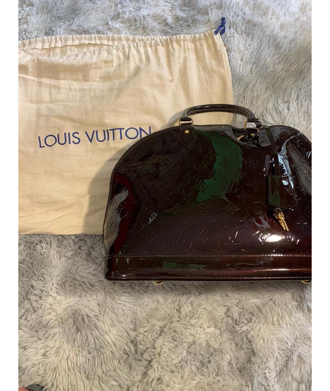 LOUIS VUITTON PRE-OWNED Бордовая кожаная сумка с короткими ручками, фото 3