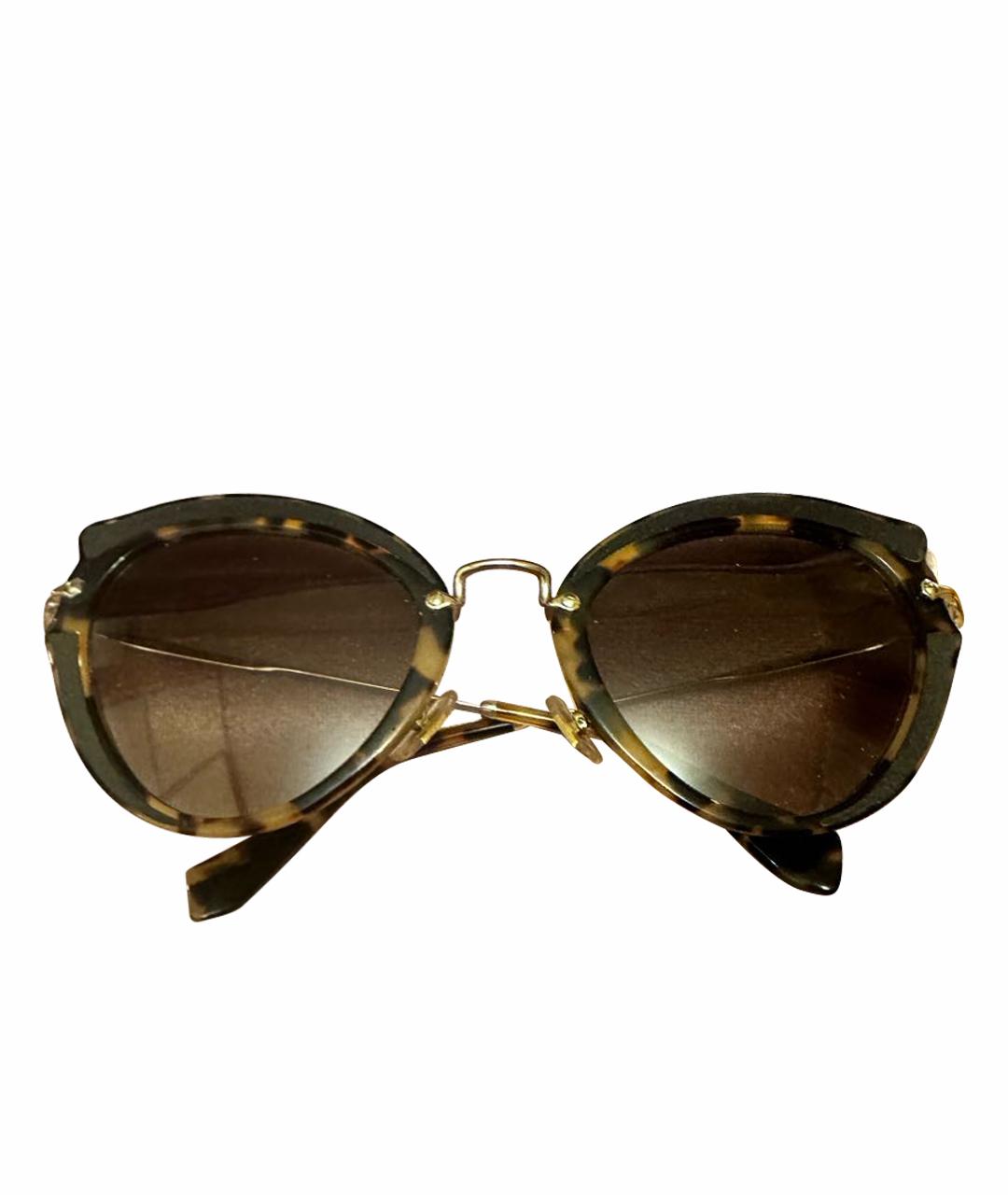 MIU MIU Коричневые металлические солнцезащитные очки, фото 1