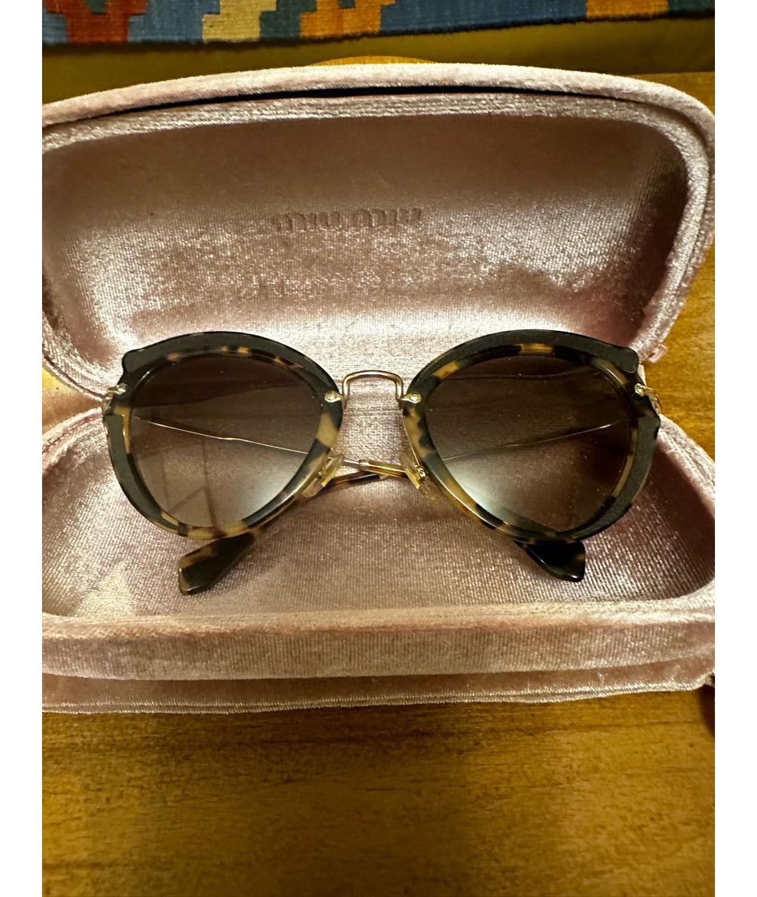 MIU MIU Коричневые металлические солнцезащитные очки, фото 7