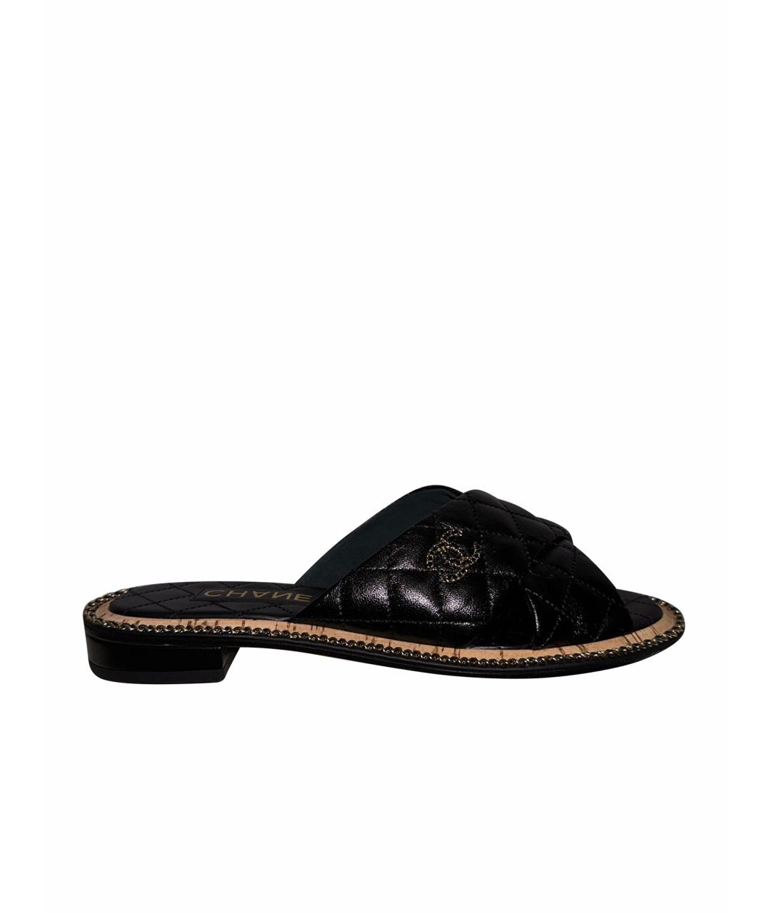 CHANEL PRE-OWNED Черные кожаные сандалии, фото 1