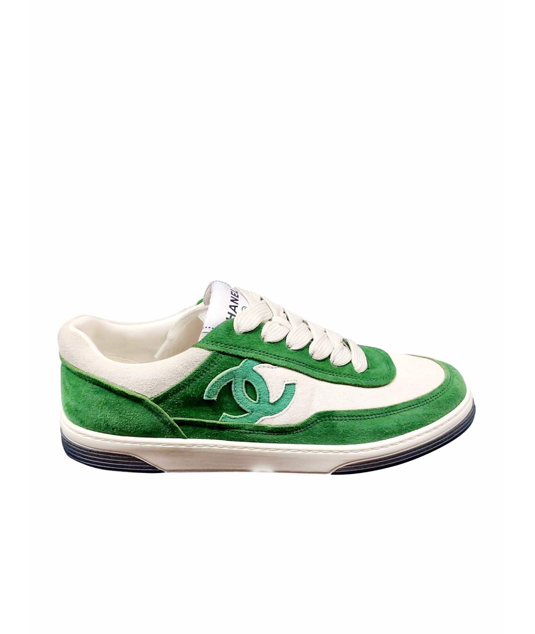 CHANEL PRE-OWNED Зеленые замшевые кроссовки, фото 1