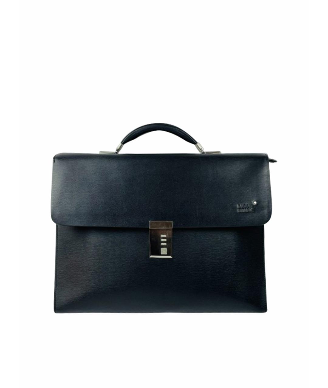 MONTBLANC Черный кожаный портфель, фото 1