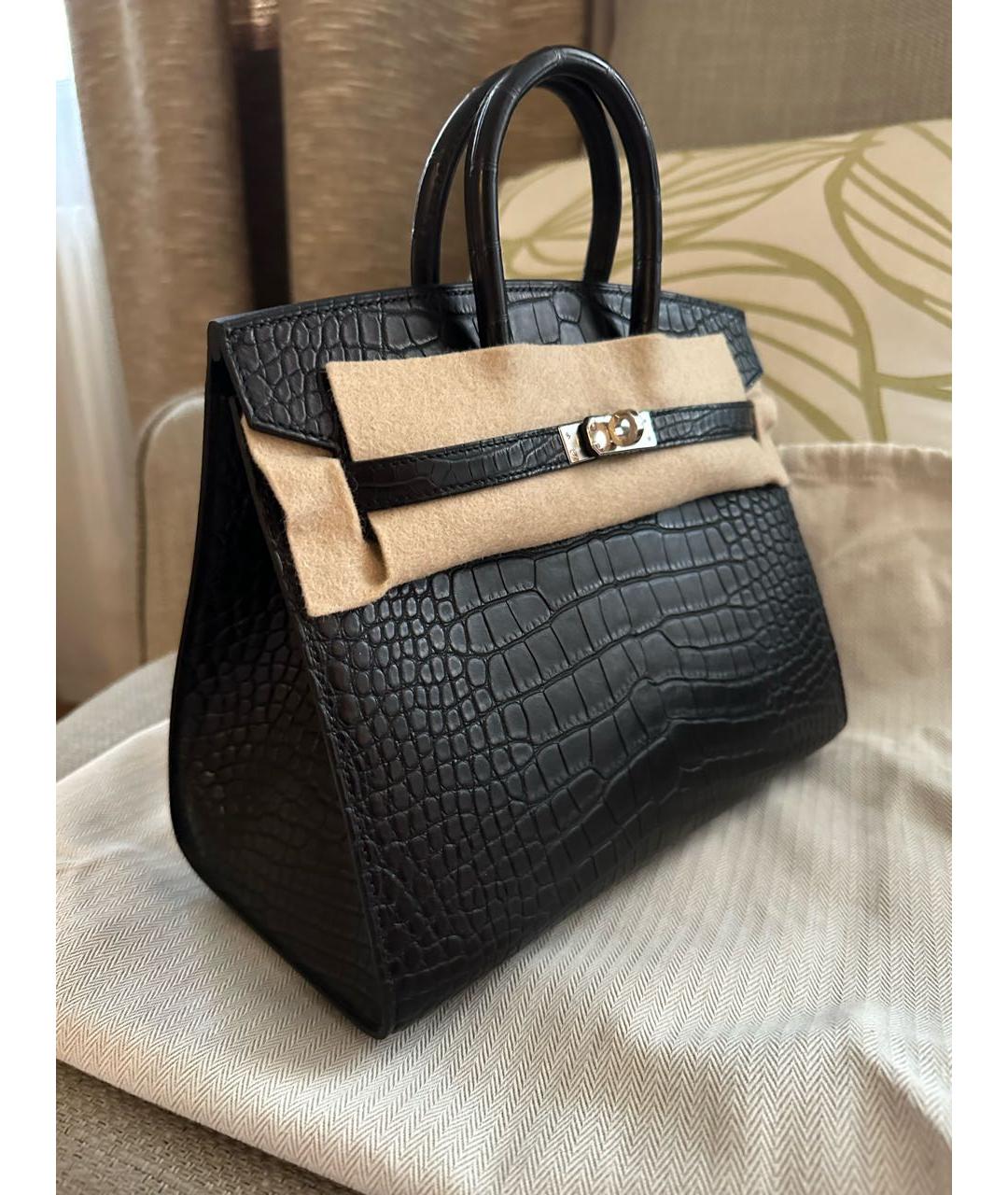 HERMES Черная сумка с короткими ручками из экзотической кожи, фото 2