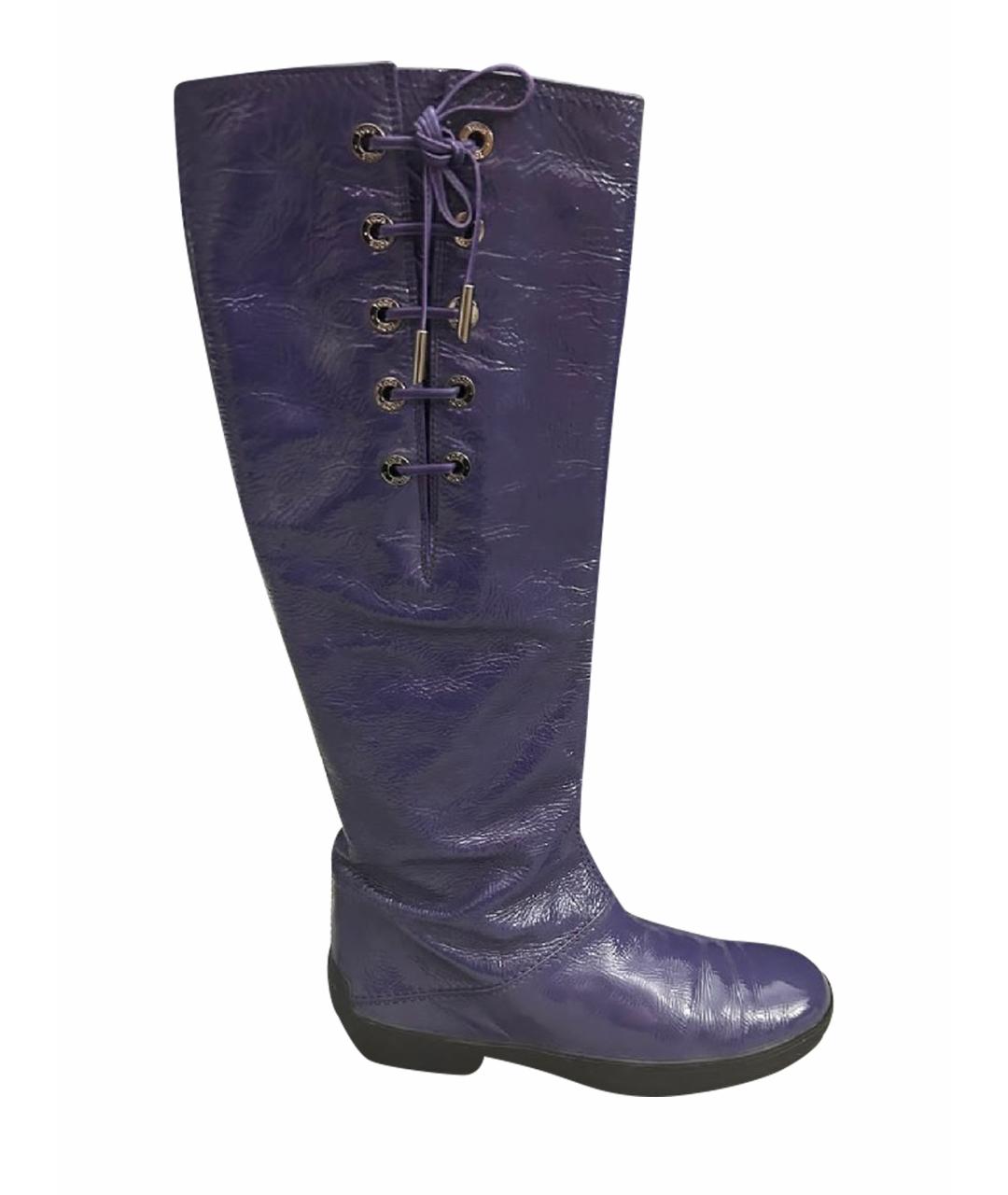 TOD'S Фиолетовые кожаные сапоги, фото 1