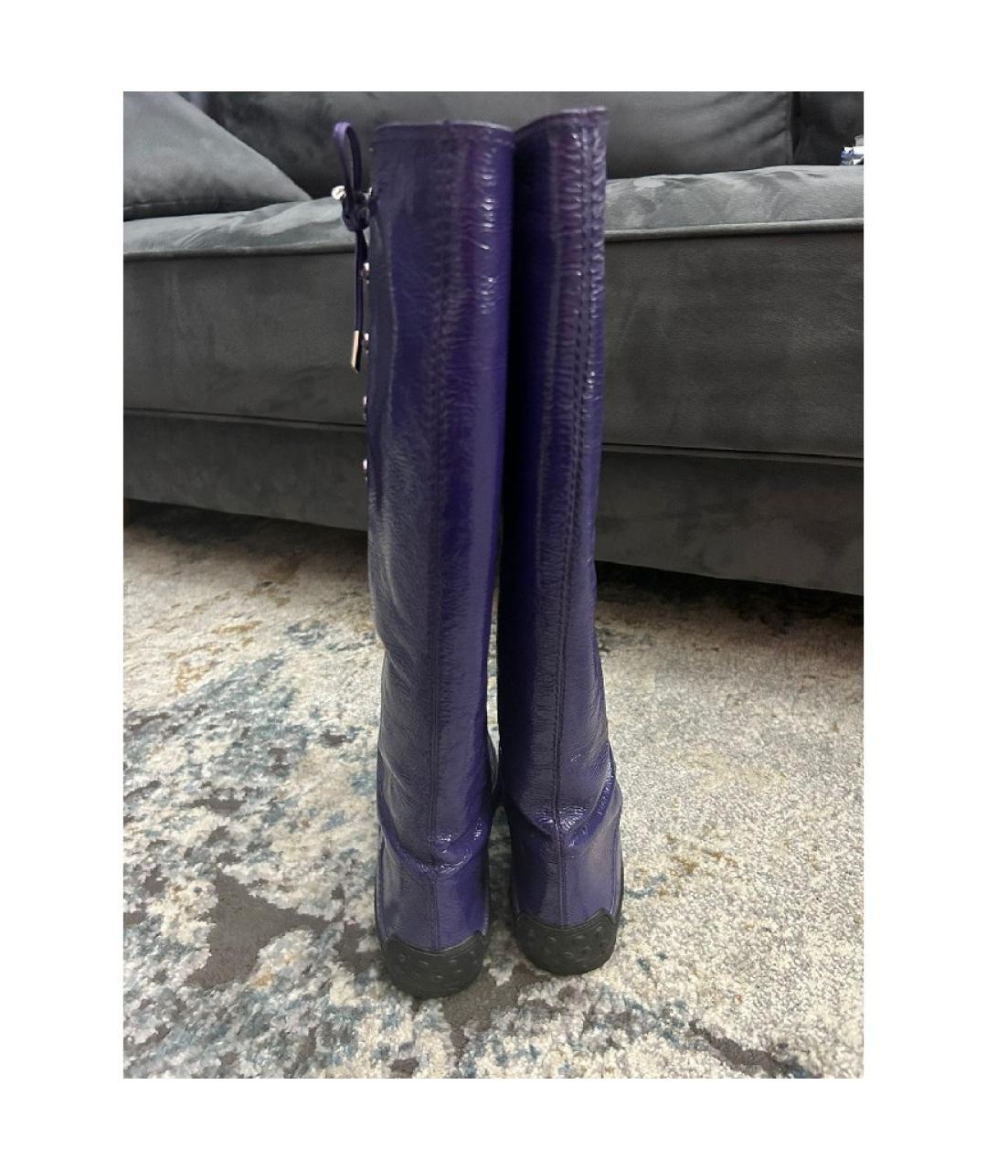 TOD'S Фиолетовые кожаные сапоги, фото 9